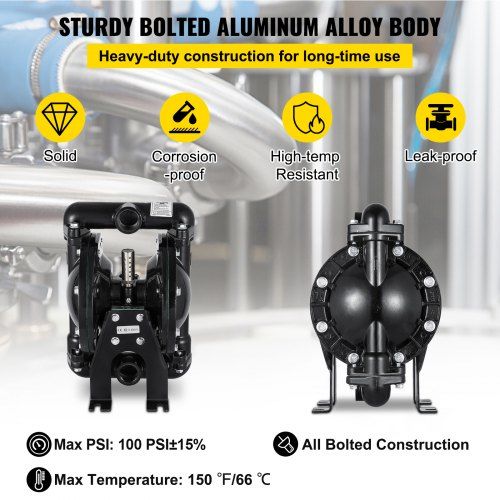 Bomba de diafragma dupla pneumática QBY4-25L F46 35 GPM entrada e saíd