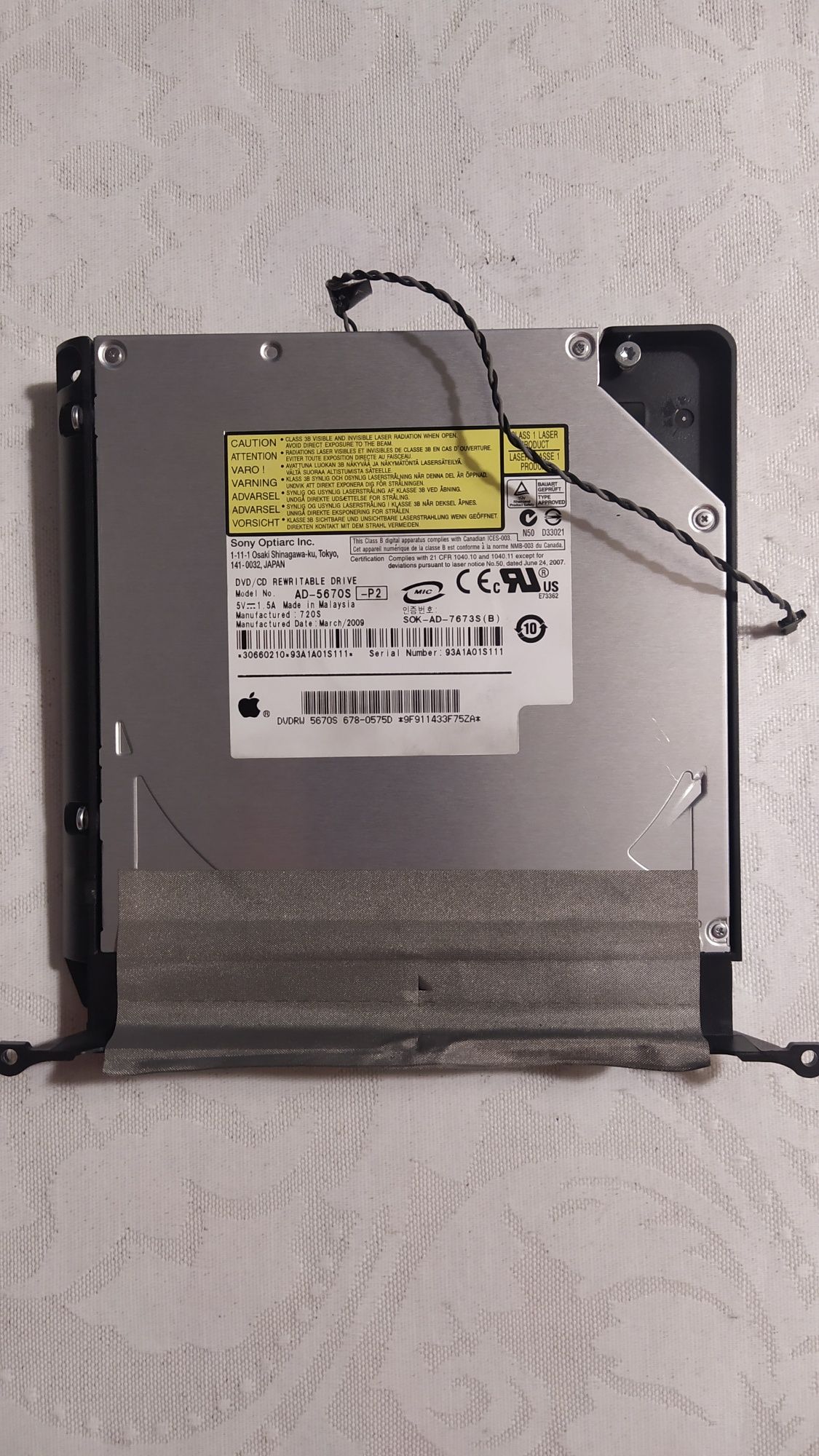 DVD/CD-ROM SATA III Apple Sony iMac 2009