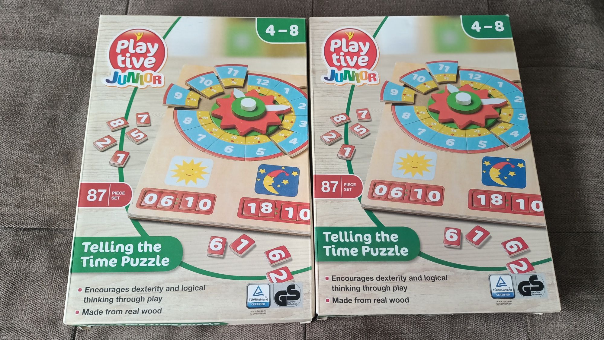 Klocki puzzle zegar drewniany zabawka edukacyjna
