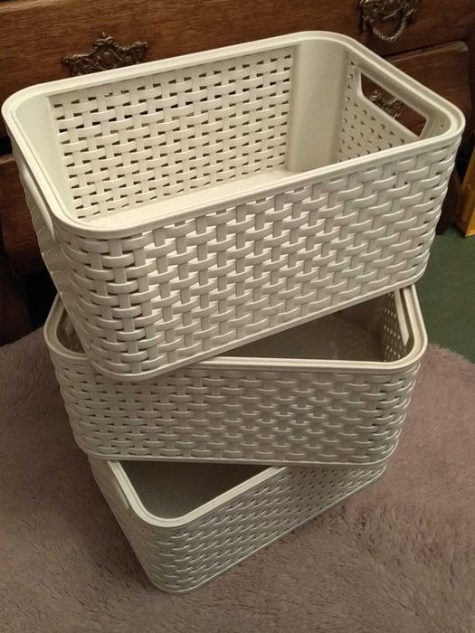 Curver Koszyk Rattan Style S kremowy, pojemnik z tworzywa