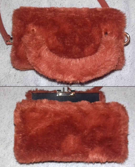 Czerwona Futerkowa Torebka/Kuferek Boxy Bag Na Ramię - Topshop