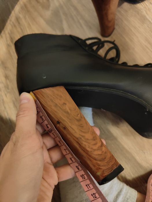 Skórzane botki na szpilce czarne Lity do tańca high heels pole dance