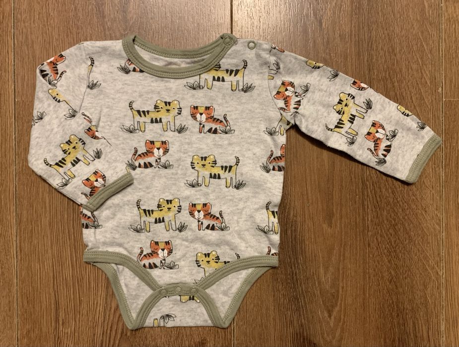 Szare body niemowlęce r. 62 68 tygryski body chłopięce