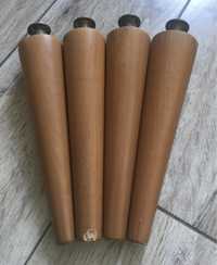 4 szt. Nóżki drewniane PRL z nakrętkami do komody
