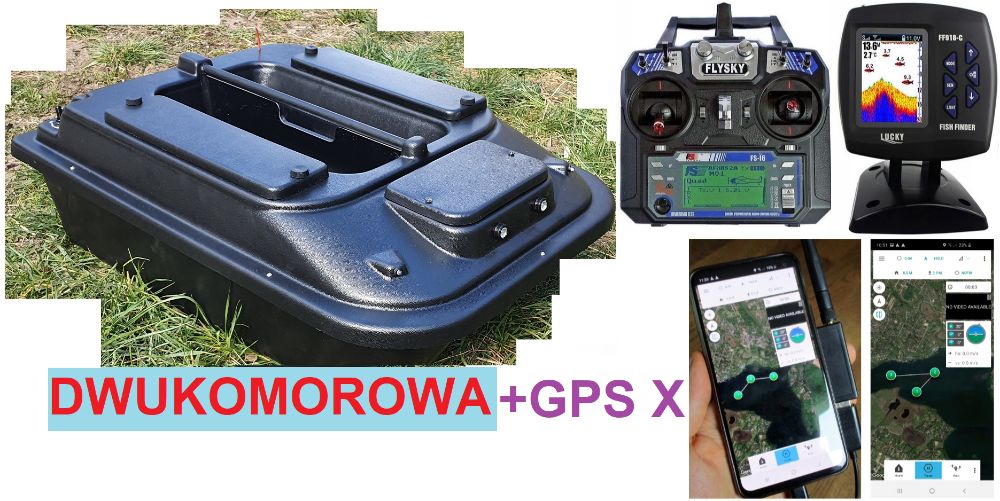 dwukomorowa ŁÓDKA ZANĘTOWA P2 70cm Echosonda GPS X / Producent Poznań