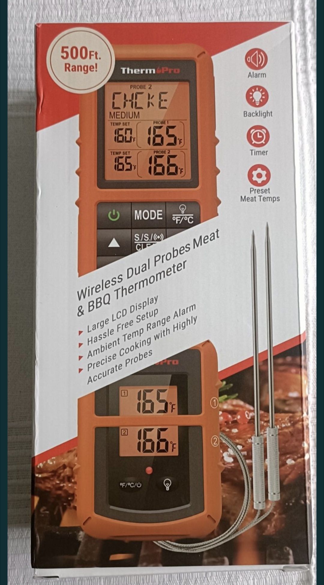 ThermoPro TP-20C termometr bezprzewodowy 2 sondy wędzarnia piec grill