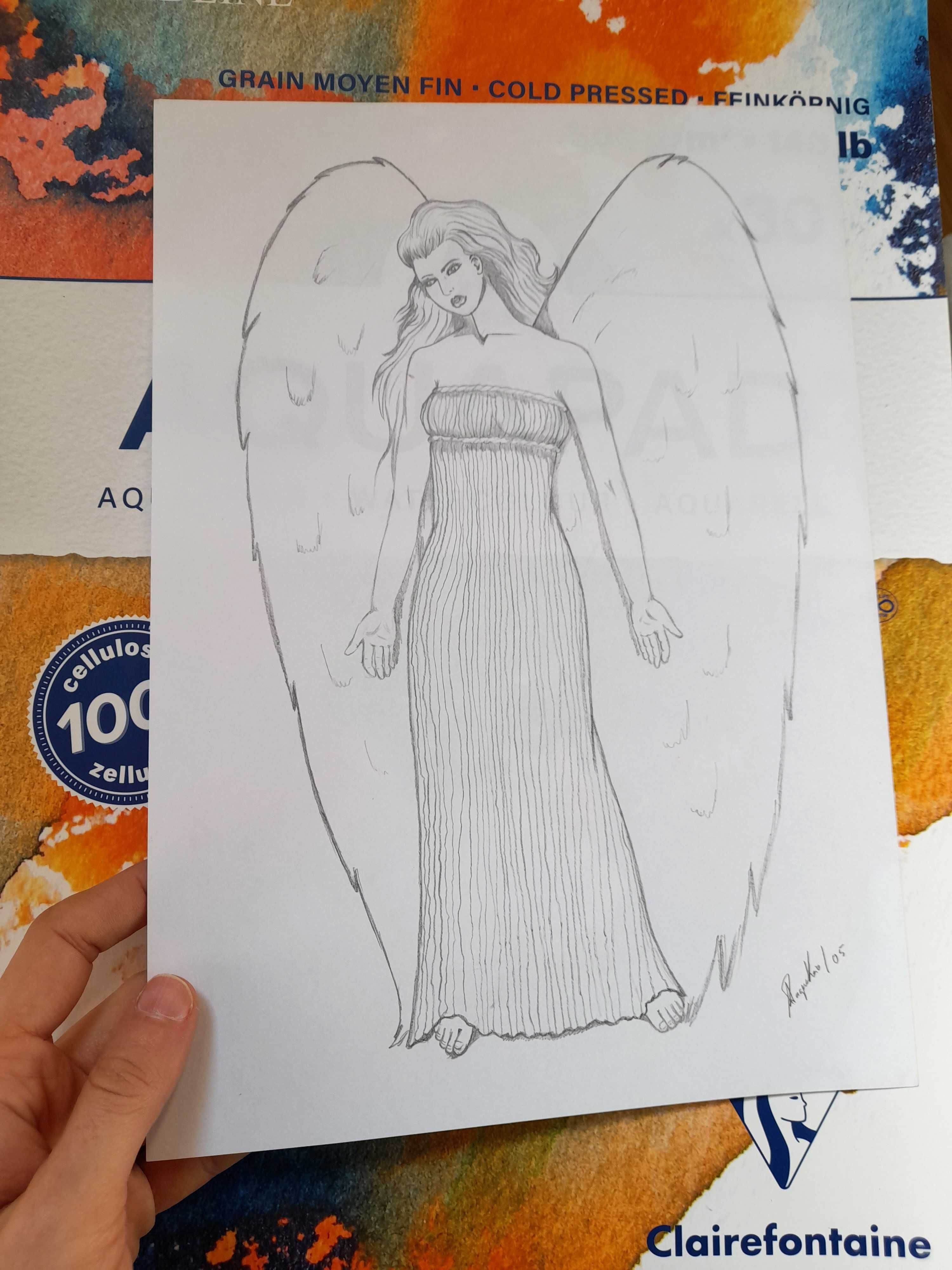 Desenho de anjo figura feminina religiosa