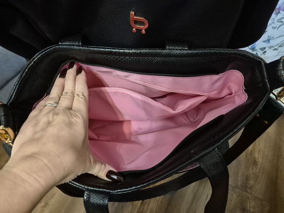 Czarna torebka ekoskóra torba do wózka