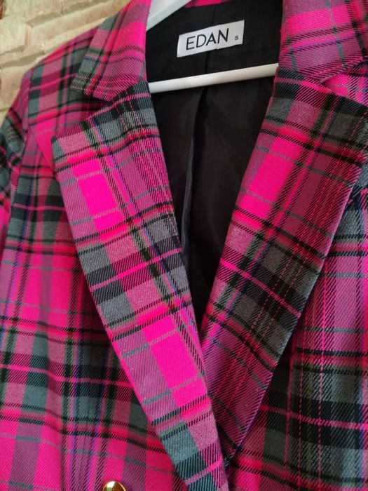 Sukienka marynarka Edan 34 36 marynarka w kratkę z paskiem