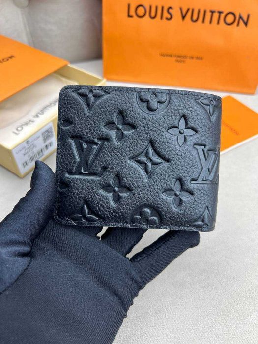Кожаный черный бумажник Louis Vuitton кошелек Луи Виттон k415