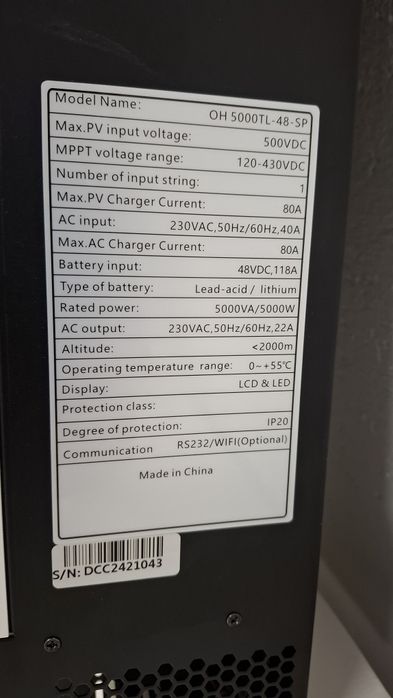 Інвертор LVFU  5kw wifi гібрид