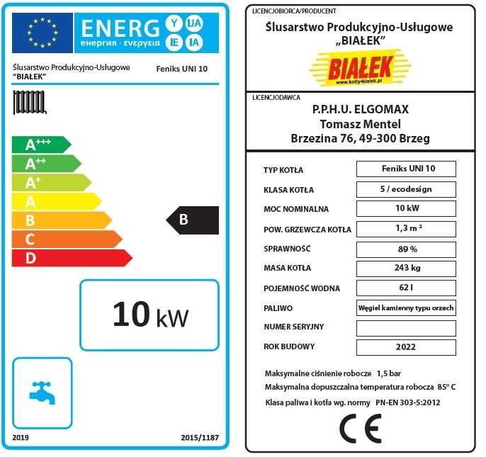 Kocioł Piec zasypowy NA WĘGIEL 10KW 5 KLASA EKO