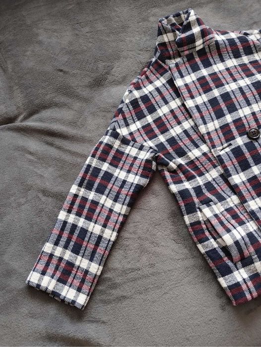 Płaszcz dziewczęcy, bosmanka, w kratkę, ZARA Basic, roz. L