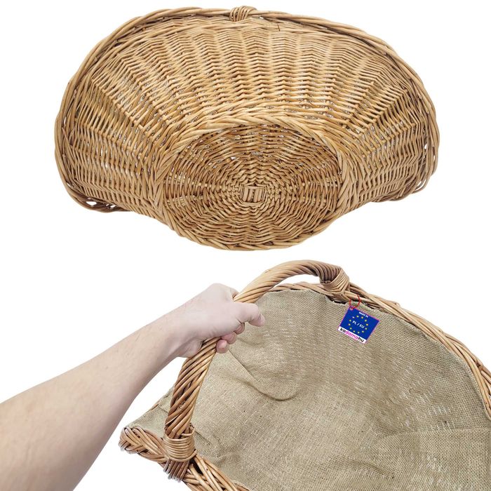 Kosz wiklinowy na drewno z jutą kominkowy zestaw 2 sztuki mały i duży