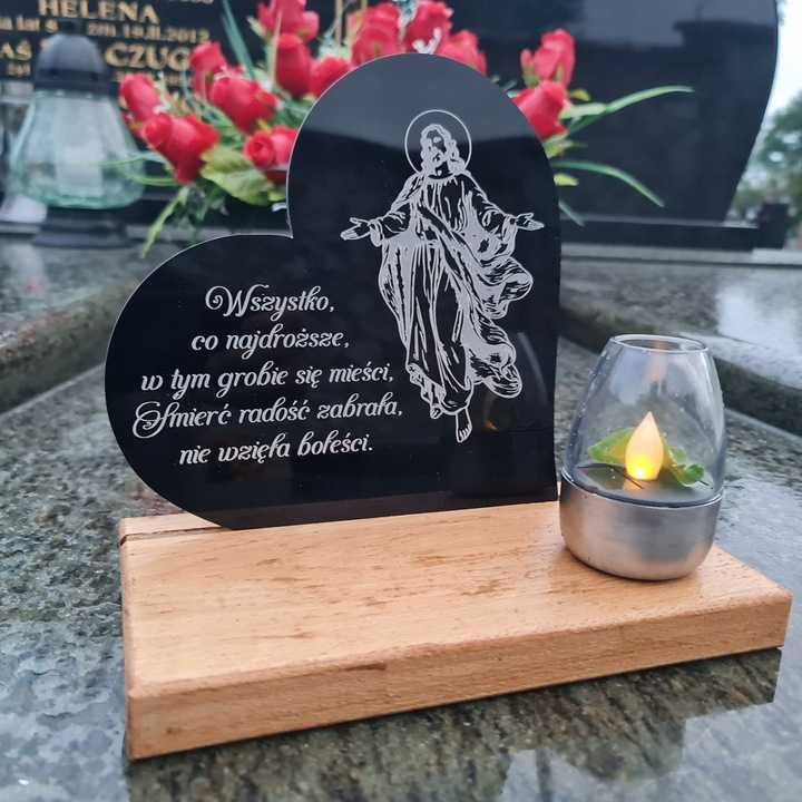 ZNICZ solarny led statuetka na cmentarz grób duża dąb
