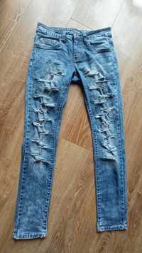 3-D JEANS Spodnie damskie porwane M