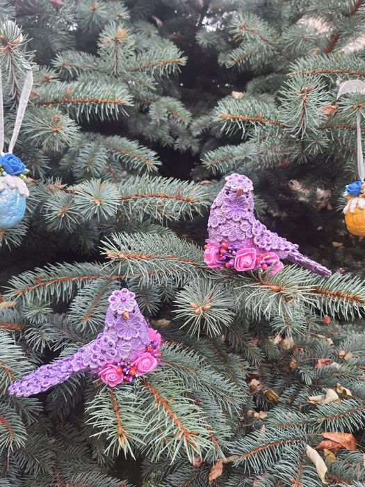 Різдвяні пташки ручної роботи. На новий рік, подарунок, для декору.