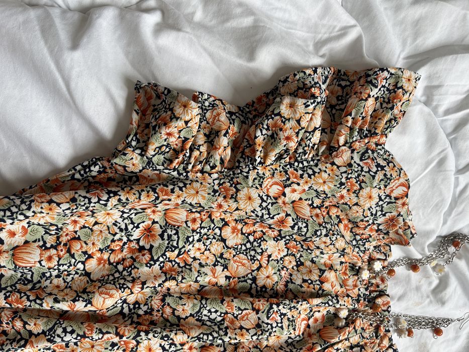 Długa damska sukienka w kwiaty S/M