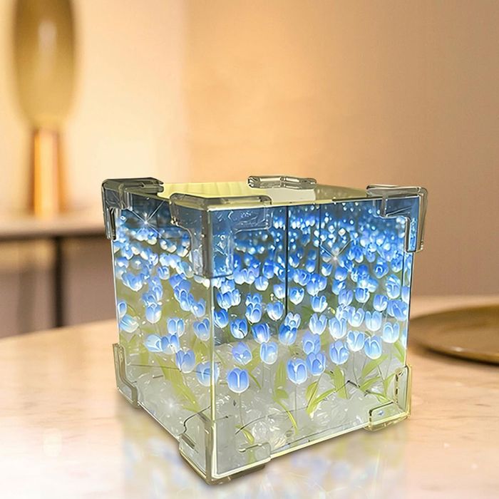 Нічник безкінечні тюльпани в кубі