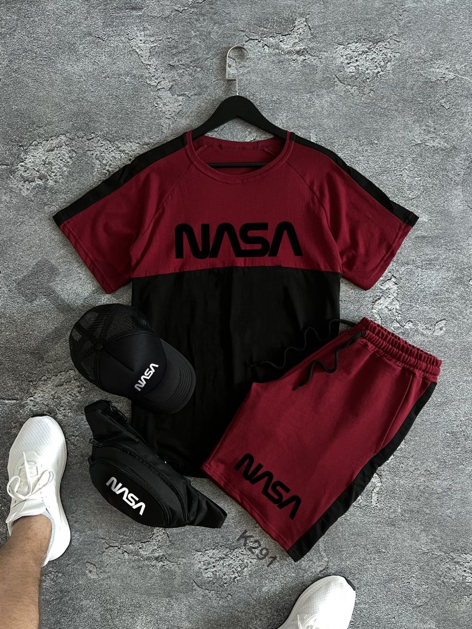 Чоловічий спортивний комплект НАСА. Футболка + шорти + кепка+ бананка