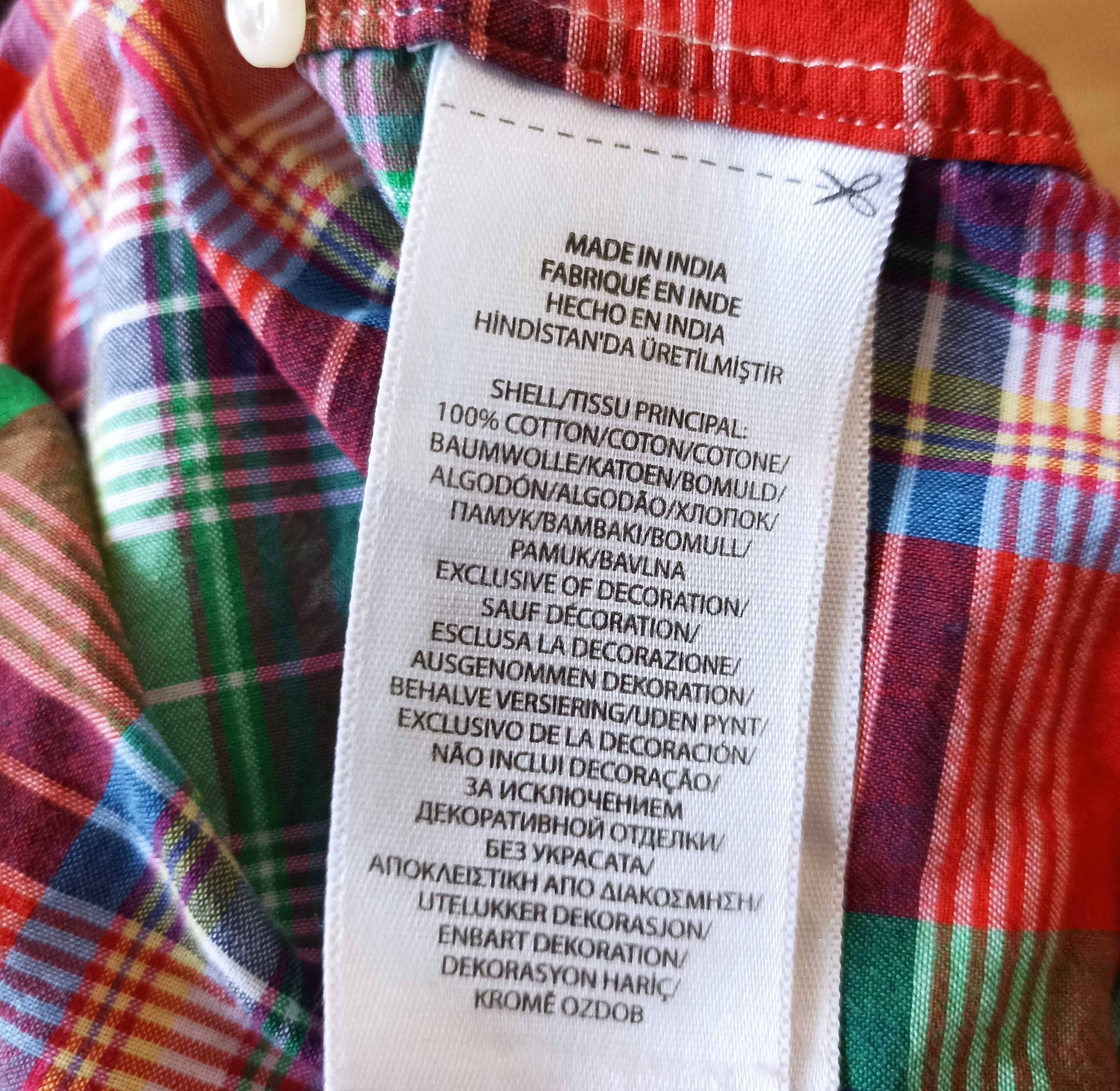 Ralph Lauren Indian Madras koszula na krótki rękaw kratę L/XL