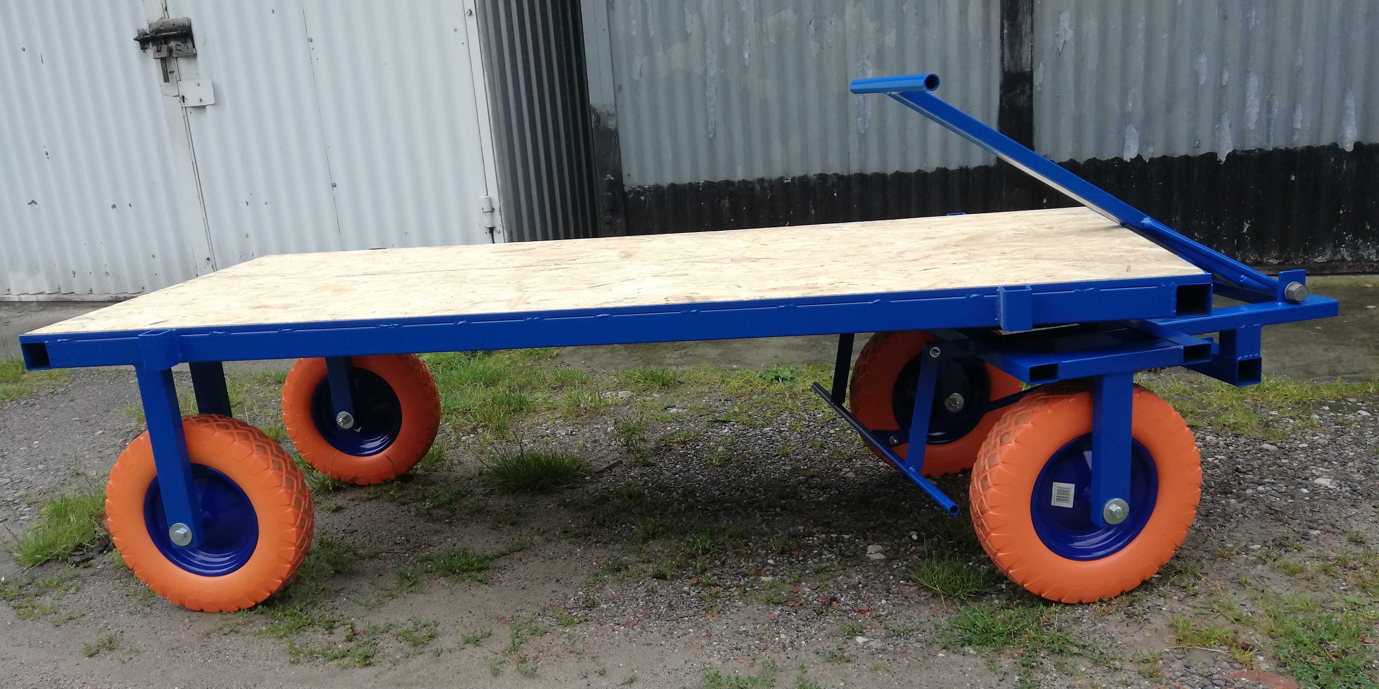 Wózek magazynowy transportowy platformowy z dyszlem 190 x 80cm 650 kg