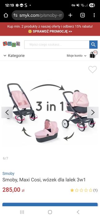 wózek smoby 3w 1