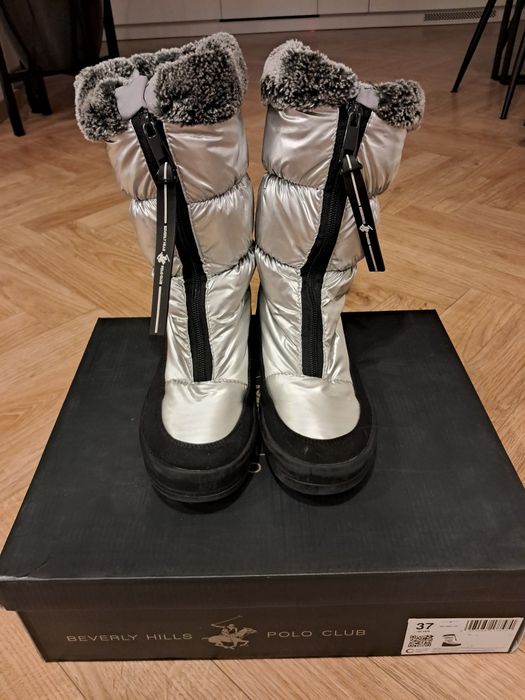 Śniegowce Kozaki Beverly Hills Polo Club 37 srebrne Super ciepłe