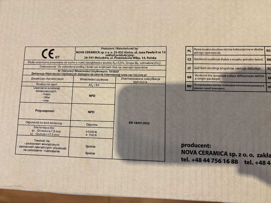 Gres szkliwiony rektyfikowany 60x120 Cerrol polskie 10 płytek 7.2 m kw
