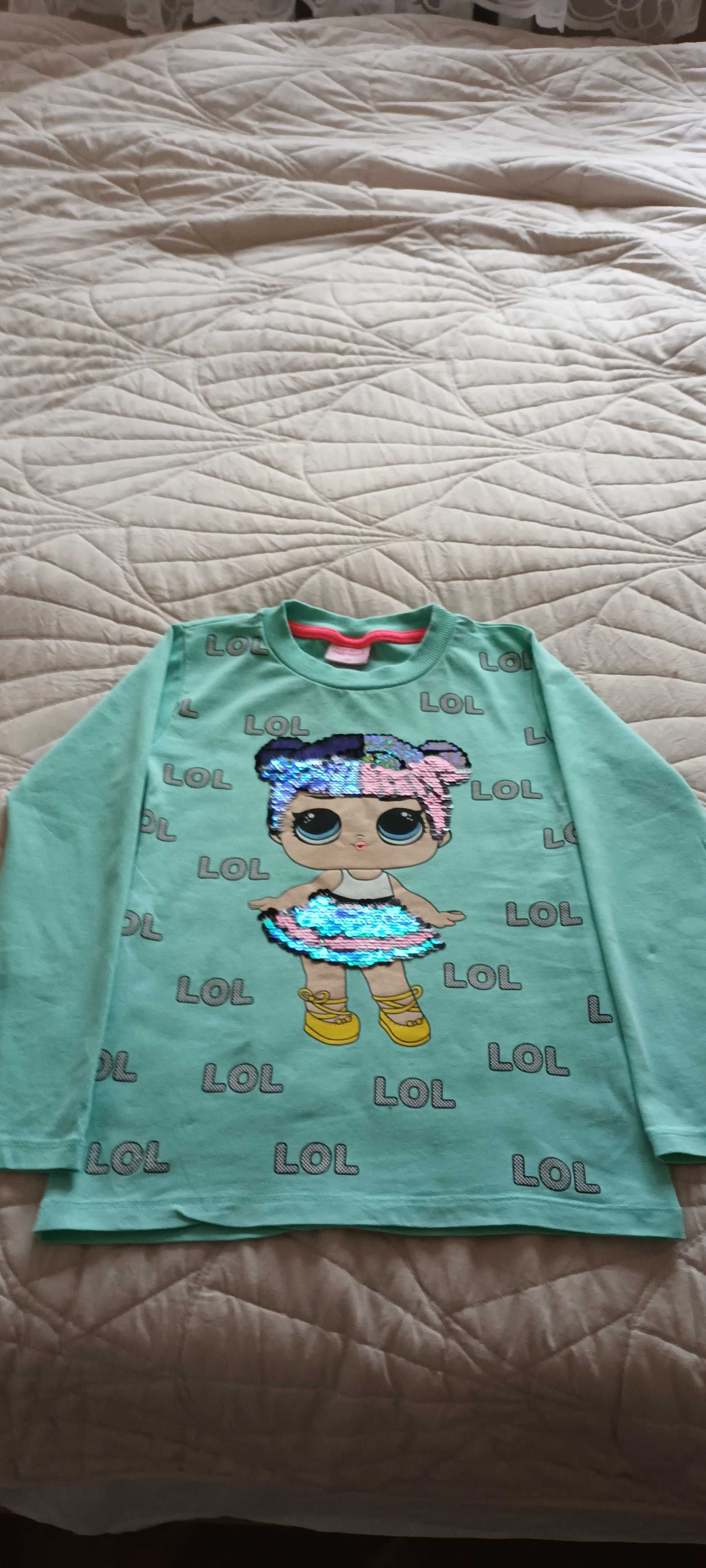 Bluzka dla dziewczynki z lalką LOL haftowaną cekinami