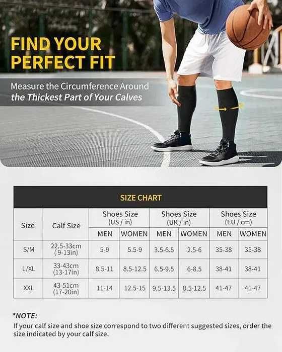 Nowe skarpety uciskowe/ podkolanówki/ 3 pary/ S/M/ CAMBIVO !6688!