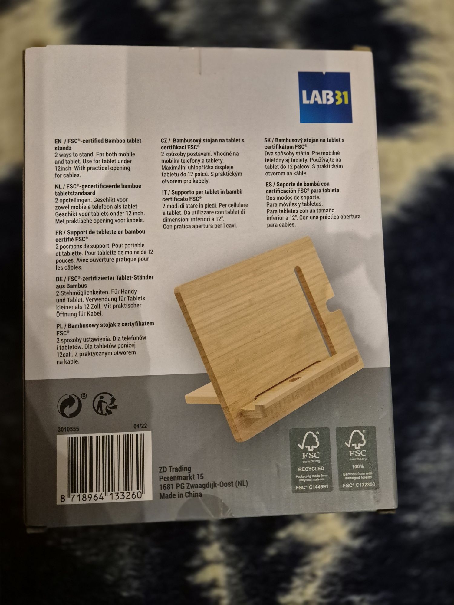 Podstawka stojak bambusowy  do tableta