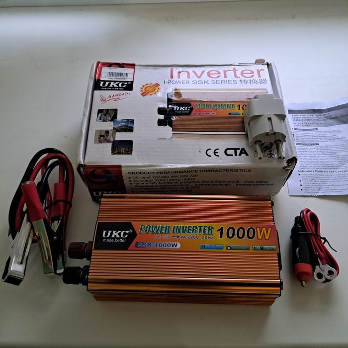 Інвертор автомобільний 12V-220 "UKC 1000W",перетворювач 12V-220V(USB,1