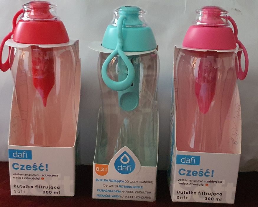 Dafi butelka filtrującą 0.3 l + 1 filtr czerwona niebieska różowa