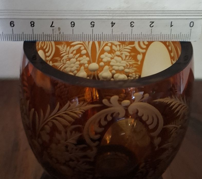 Egermann Bohemia Stara ciężka szklanica - puchar szkło bursztynowe syg