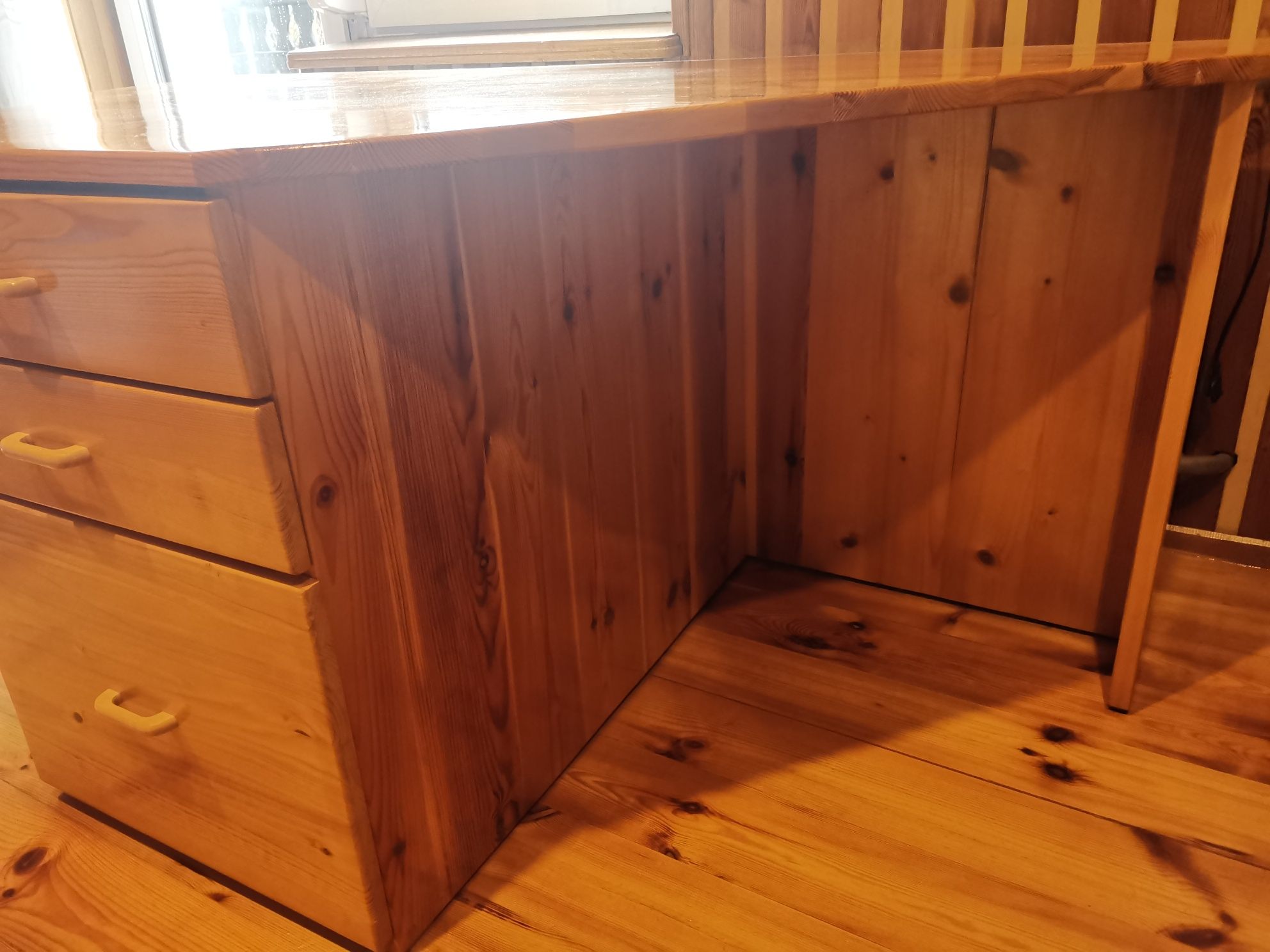 Podwójne biurko z litego drewna