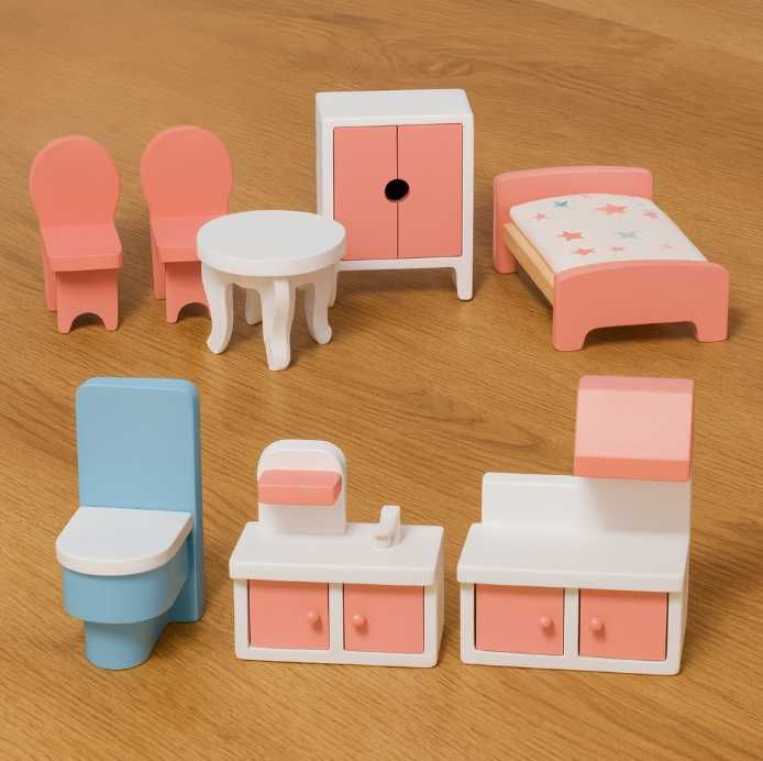 Duży Domek Dla Lalek Drewniany Piętra Led Oświetlenie Meble Akcesoria