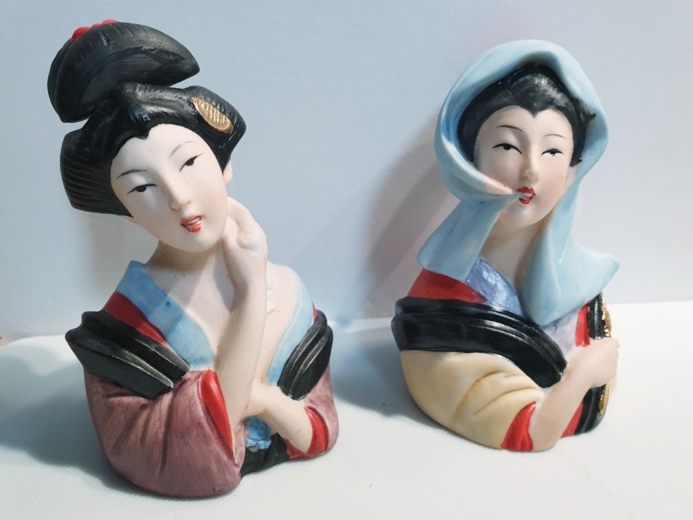 Conjunto de 2 lindos frascos de perfumes Geishas em porcelana asiática