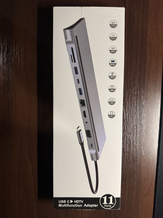 Док станция/ хаб 11 в 1 (type-c/hdmi/vga/кард ридер)