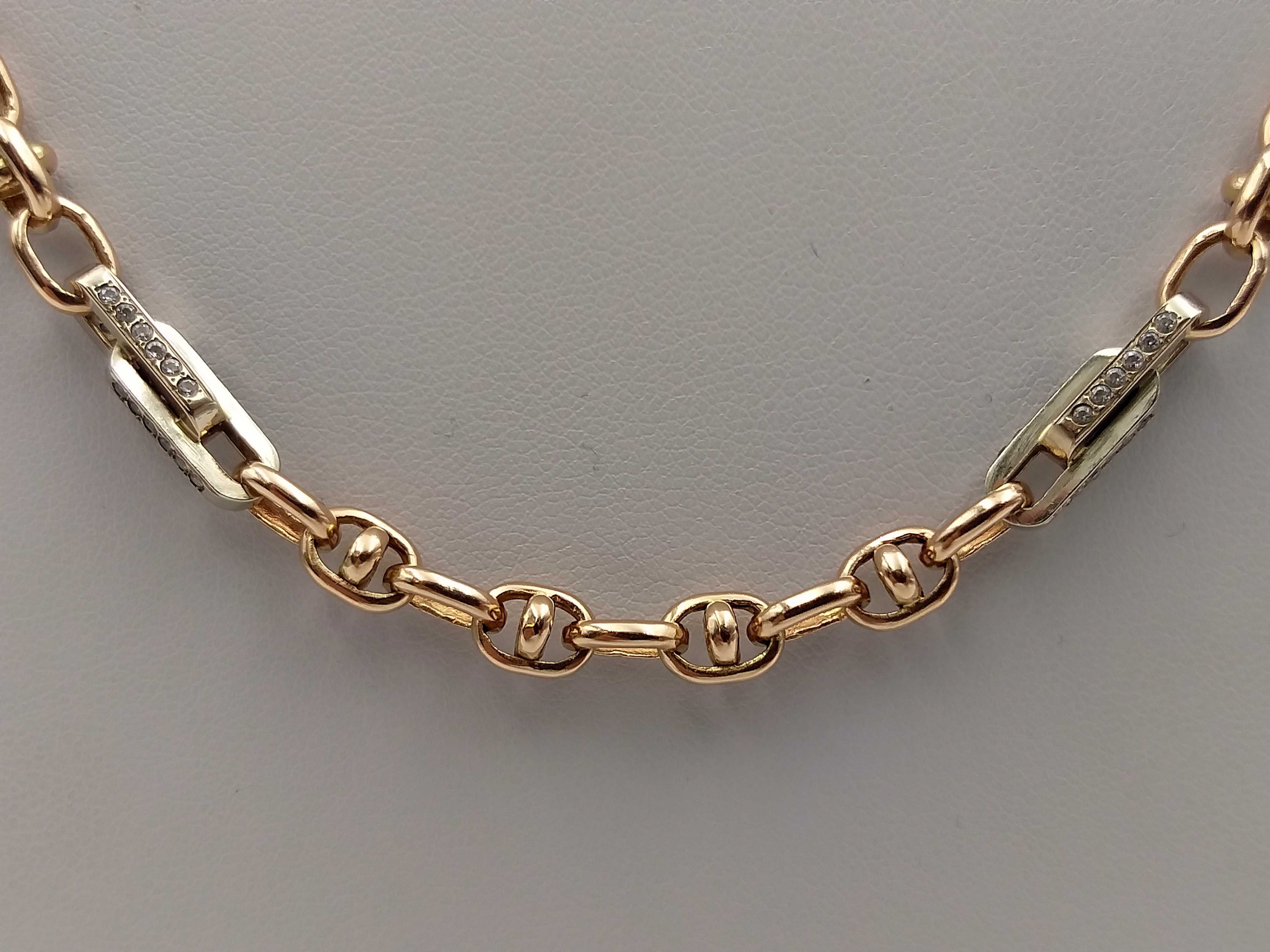 Złoty łańcuch z cyrkoniami 585 40,78 G 61 cm