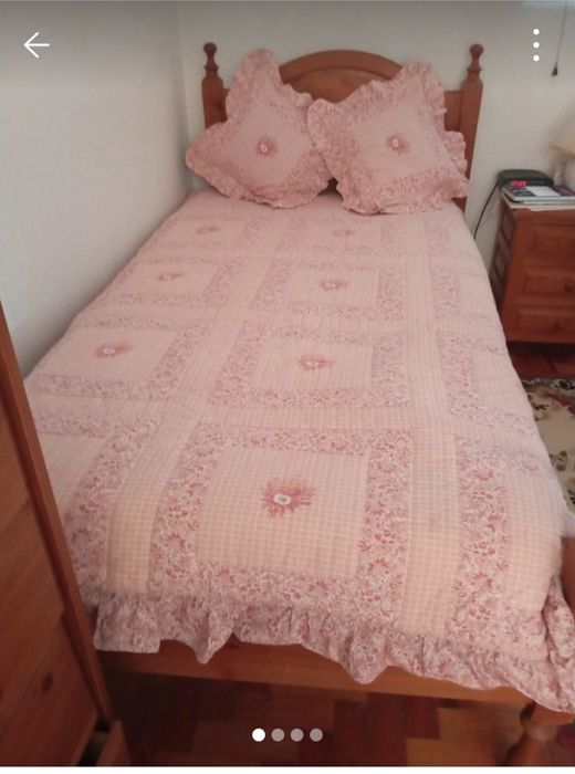 Edredão cama solteiro algodão com 3 almofadas