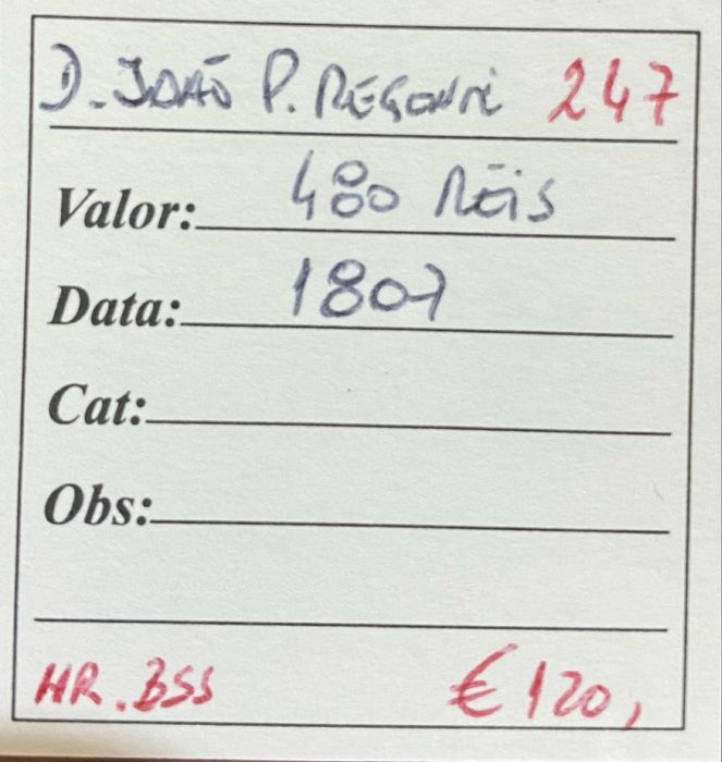 Moeda 480 Reis D JOAO P REGENTE 1807