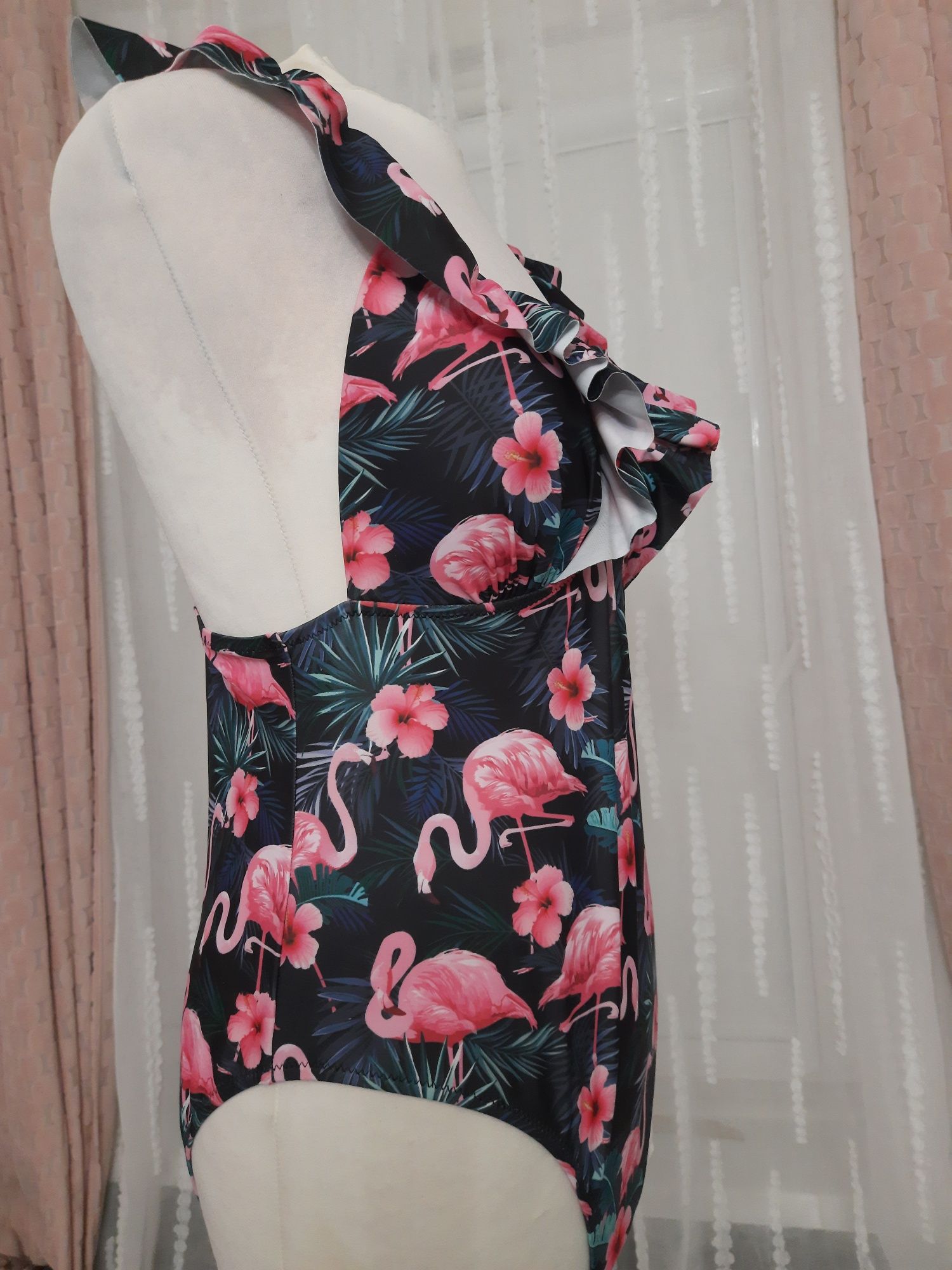 Strój nowy kostium kąpielowy flamingi falbanki rozmiar XL