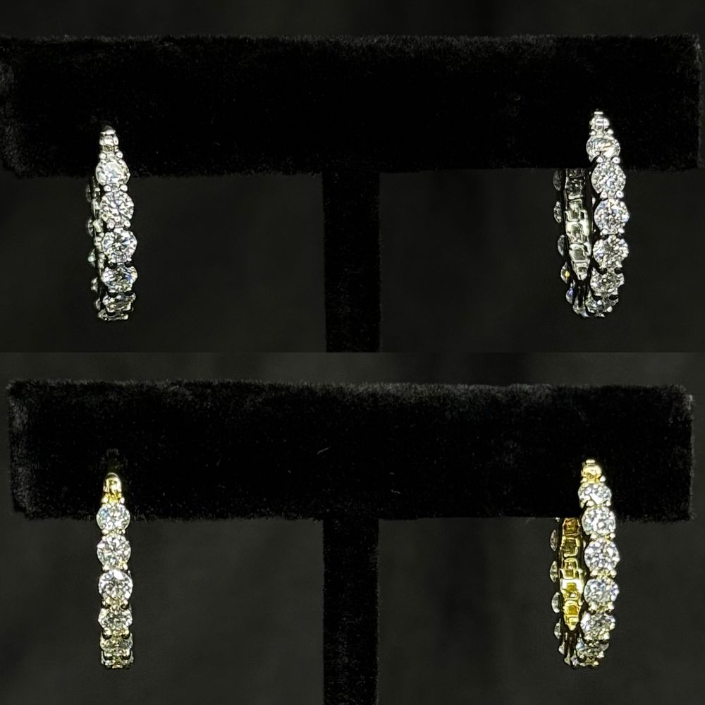 Сережки кільця з діамантами (муассанітами)  3 ct