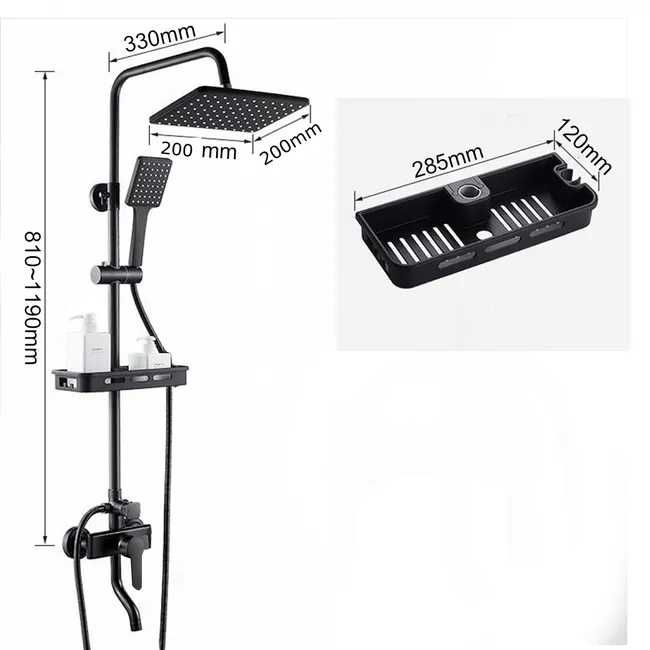 Coluna de duche nova com torneira Duche, Altura regulável A. 81-119 cm