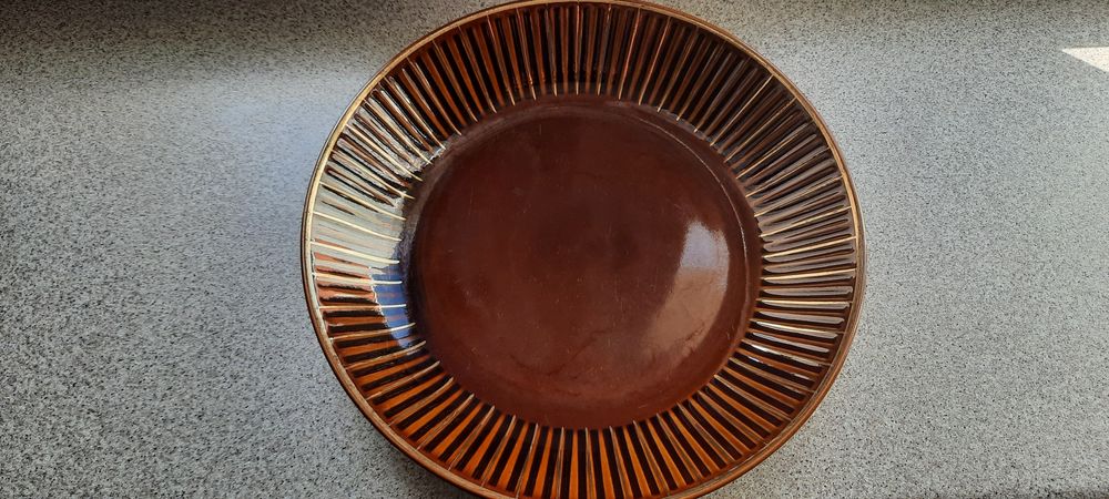 Złocony talerz głęboki Emka Pruszków PRL