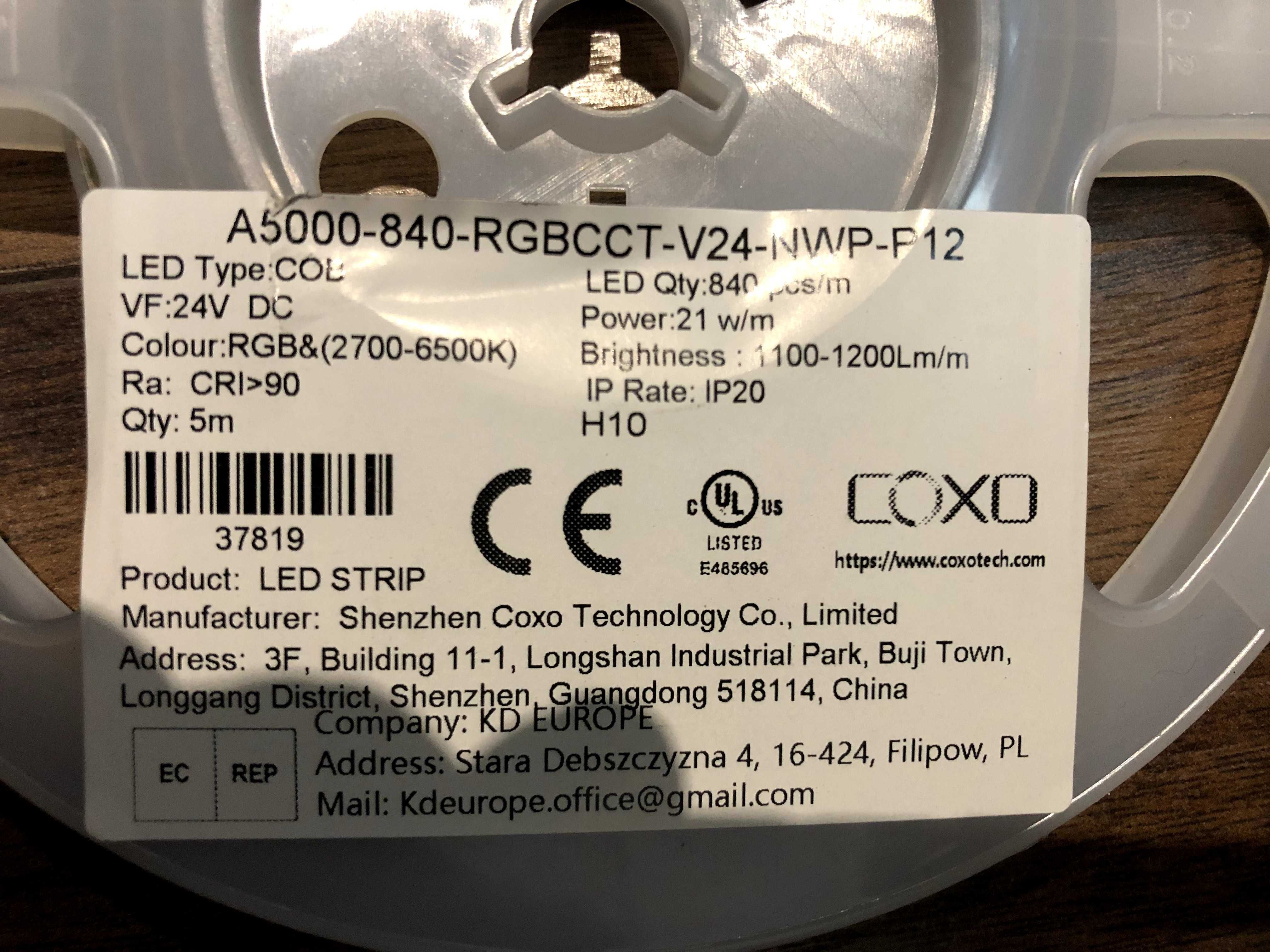 LED COB RGBCCT WW 24V 25W mb 88cm ls-cob-rgb-cct-24p20-5m