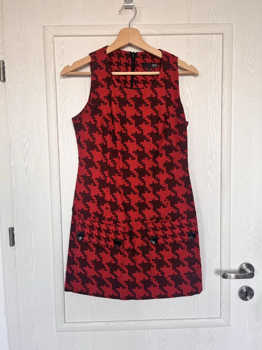 Czerwono czarna sukienka w kratkę Next 36/S vintage