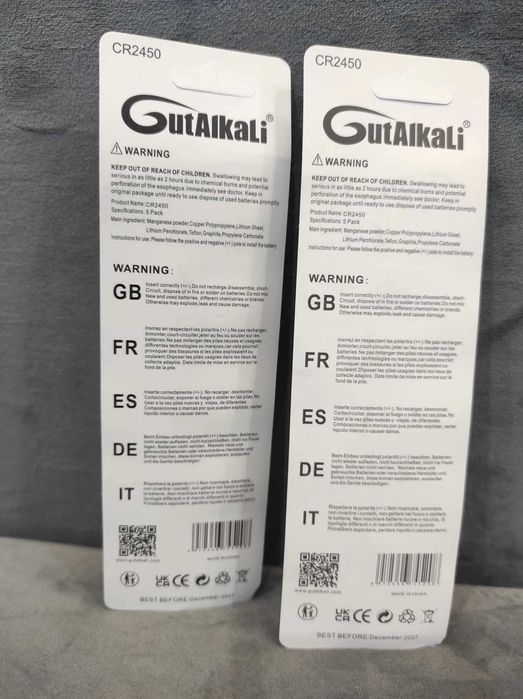 Bateria CR2450 firmy GutAlkali 40 sztuk.