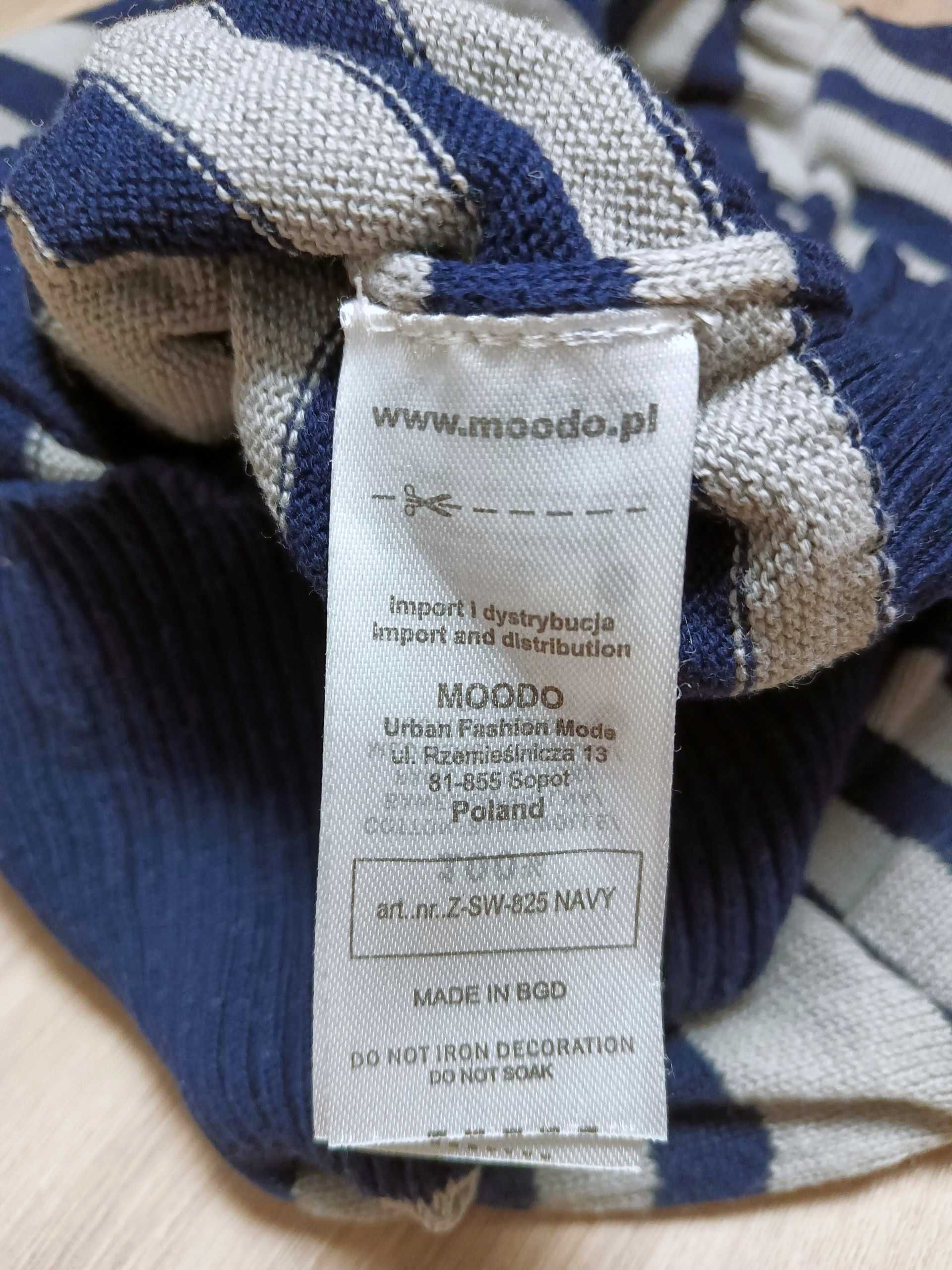 Sweter crop top dzianinowy szaro niebieski w paski S